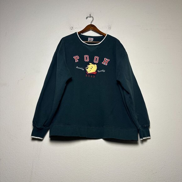 Official The Disney Store Teal Retro Sweater Men 2XL Winnie The Pooh Crew Neck - Picture 1 of 12